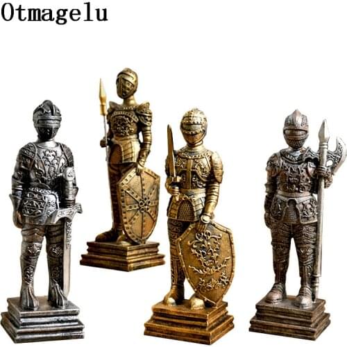 Artificial European Vintage Roman Soldier Figurines Miniatures Living Room Warrior Home Decor Resin Ornament Valentines Day Gift