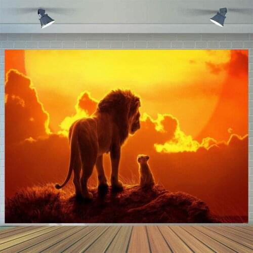Morning Sun Peak Lion and Son Background Boys Birthday Party Decoration Photography Studio 3D Digital Photo Backdrop Cloth