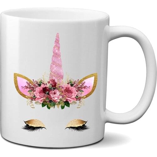 Unicorn Face Coffee Mug Tea Cup with Eye Shadow Lashes Unicorn Mug