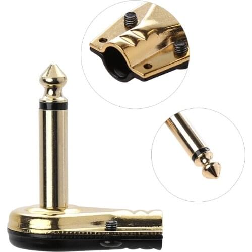 1/4" 6.35mm Mono Jack Right Angle Plug Flat Male Guitar Effects Pedal Connector