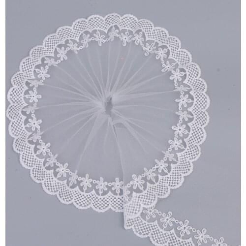 5Yards Ivory Handmade DIY Clothing Accessories Floral Embroidery Lace Fabric Curtains Sofa Lace Trim For Wedding Dress 11cm