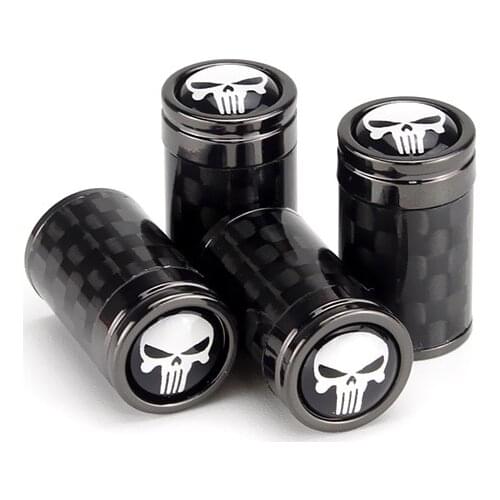 Carbon Fiber Skull Tire Cap Valve Cap Car Wheel Tires Titanium Valves Anti-theft Car Van Waterproof Rims Caps Car Accessories