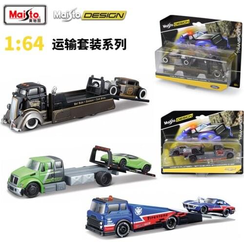 Maisto 1:64 Diecast Flatbed Set Transport High Simulator Alloy Metal Model Car