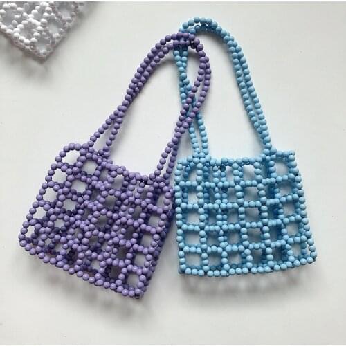 Fashion Female Bag Handmade Beaded Bag Color Acrylic Beads Portable Wear Bead Bag Hollow Bag Female Large Capacity Wholesale