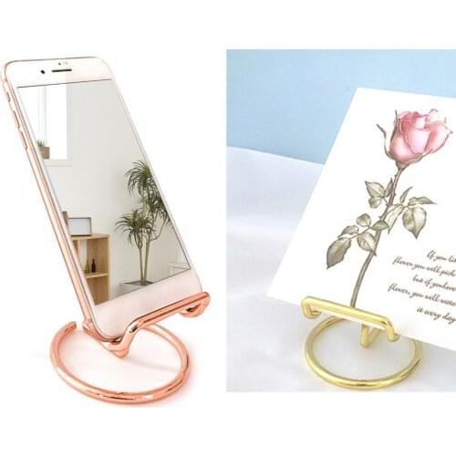 Fashion Design Portable Phone Desk Holder Simple Structure Iron Non-slip Phone Mount Stand Bracket for Tablet
