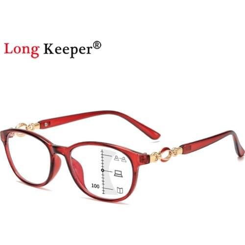 Multifocal Progressive Reading Glasses Vintage Women Anti-blue Light Spectacles Men Presbyopia Eyewear +100 To +400