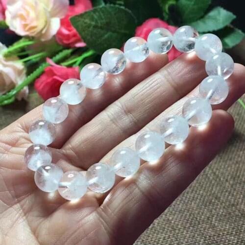 Natural White Phantom Quartz Crystal 10mm Round Beads Woman Man Bracelets Bangle Phantom Bracelet Certificate AAAAAA