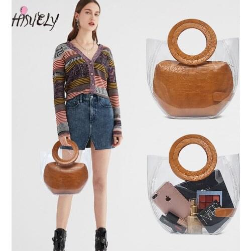 HISUELY New Clear Transparent PVC Shoulder Bags Women Candy Color Jelly Bags Purse Solid Color Handbags sac a main femme handbag