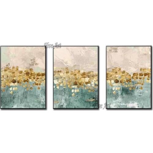 New Arrival Abstract Gold Acrylic Texture Oil Painting 3PCS Group Canvas Wall Painting Art 100% Hand Painted Wall Decor Artwork