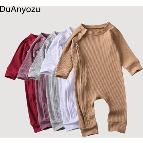 Baby Boys Girls Solid Color Romper Autumn Spring, Unisex Casual Basic Long Sleeve Round Neck Shoulder Buttons Plain Jumpsuit