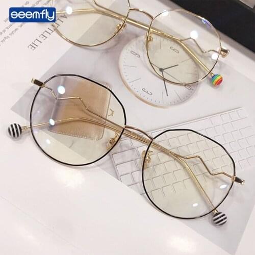 Seemfly Rainbow Lollipop Wave Leg Flat Lens Plain Glasses Retro Men Women Anti Blue Light Optical Eyeglasses Vintage Spectacles