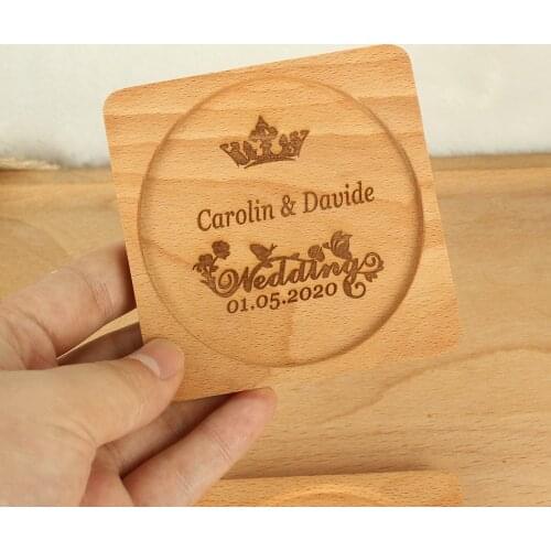 Personalized wedding gift wood Coaster custom logo cup mat Coaster wedding favors and gifts wedding baby shower souvenirs