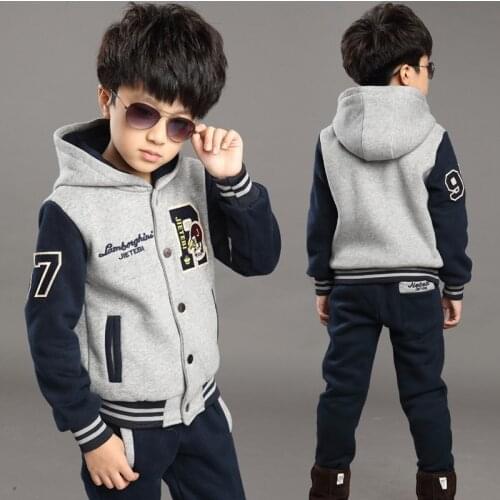 Hot Boys Autumn Baseball Clothes For Childrens Spliced Clothing Set Winter Teenager Kids Thickening Sports Suit Tracksuit B400