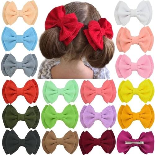 2019 double new bubble European and American childrens solid color butterfly knot nylon hair band hair accessories baby hairpin