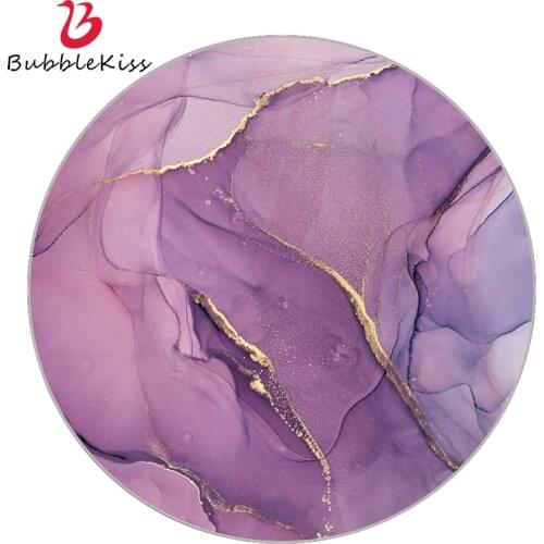 Bubble Kiss Purple Round Carpet Home Abstract Marble Pattern Rugs Living Room Coffee Tables Decor Modern Girls Bedroom Art Pad
