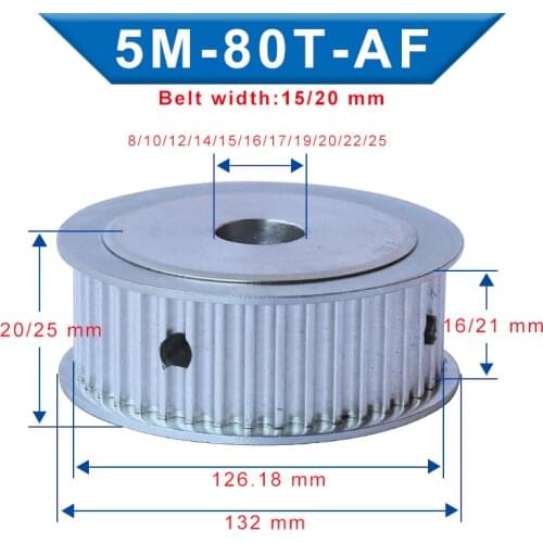Timing Pulley 5M-80T Bore 8/10/12/14/15/16/17/19/20/22/25 mm Belt Pulley Slot Width 16/21 mm For Width 15/20mm 5M-Timing Belt
