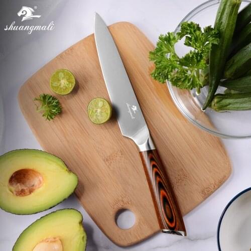 Shuangmali 5 Inch Vegetable Cleaver Peeling Knife 5Cr15 Stainless Steel Chef Kitchen Utility Knives Slicing Steak Fruit Knife