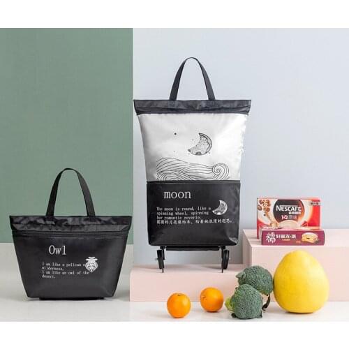 Foldable Shopping Cart Travel One-shoulder Portable Large Thickened Portable Grocery Bag Comes with Supermarket Shopping Bag