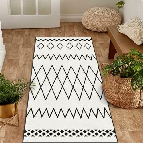 White color black shapes striped patterned modern carpet ethnic rug free shipping soft textured carpet