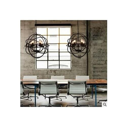 Retro LED candle Pendant Light restore ancient round lamp cage bar lamp wrought iron restaurant light 110-220V Pendant light