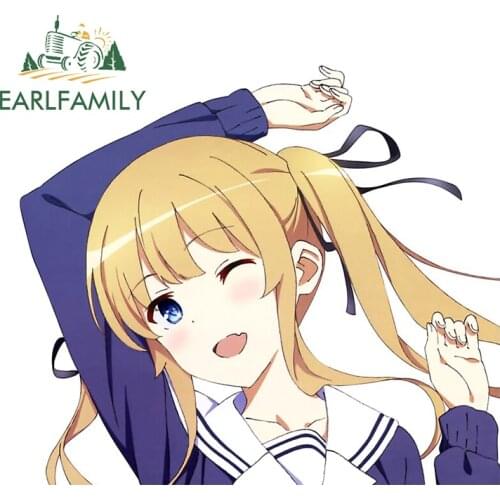 EARLFAMILY 13cm x 11.5cm for Eriri Sawamura Peek Car Sticker Waterproof Sunscreen Decal Auto Windshield Surfboard Vinyl Car Wrap