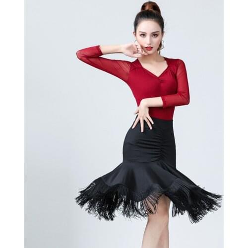 Latin Dance Skirt Adult Female Performance Ladies Sexy Ballroom Samba Tassel Dancing Skirt Practice Costumes Dancewear Top Skirt