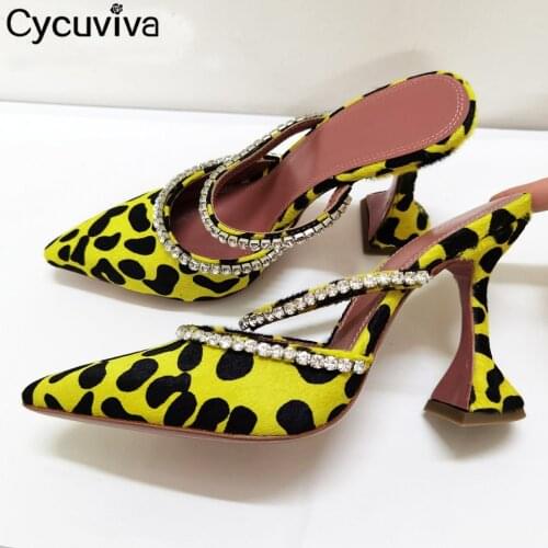 Sexy High Heel Crystal Women Slippers Ladies Party Shoes Point Toe Designer Slides Ladies Runway Summer Gladiator Sandals