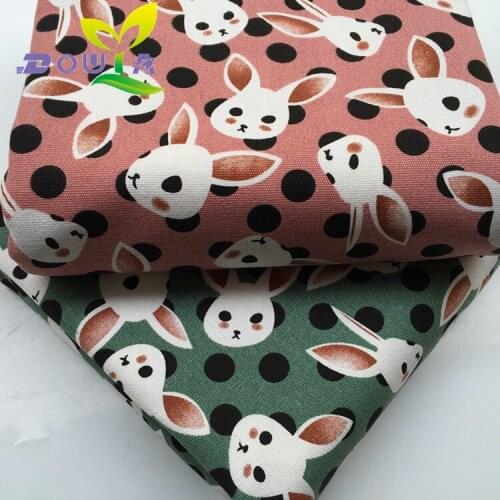 1 yards / cartoon dot jackrabbit DIY hand printed canvas fabric cloth curtain cloth shoes sofa pillow bag