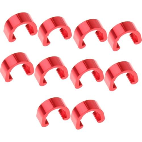 10Pcs Aluminium C Clip Cable Housing Hose Guide For MTB,Mountain Bikes, Road Bicycle,Road Bike -Red Color