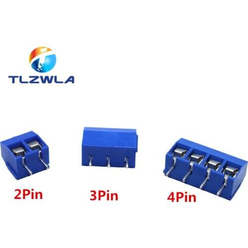 10Pcs/lot KF301-5.0MM 2P KF301-3P Pitch 5.0mm Straight Pin 2P 3P 4P Screw PCB Terminal Block Connector Blue