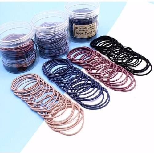 100Pcs/Set Elastic Hair Bands Solid Color Hair Rubber Band Girl Ponytail Holder Hair Ropes Scrunchies Hair Accessories for Women