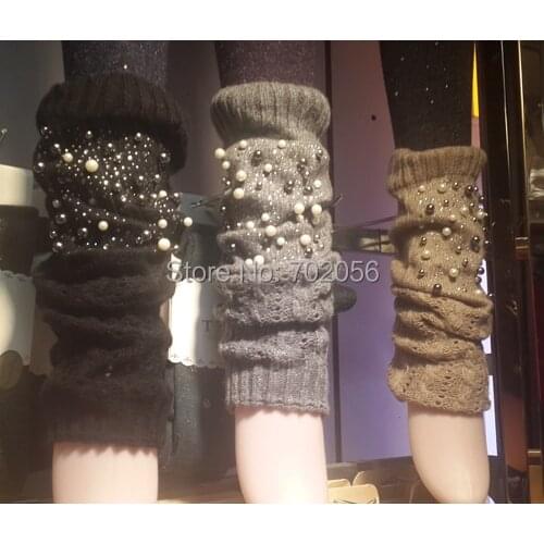 2016 Pearl knitted booty Gaiters Boot Cuffs Leg Warmers Ballet Dance Boot stocking Boot Covers Fashion 24 pairs/lot mixed #3709