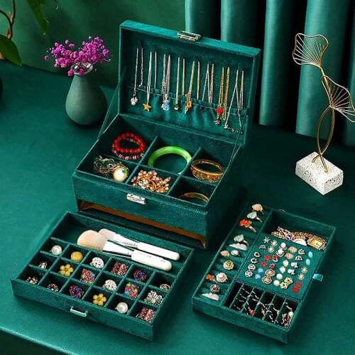 3-layers Jewelry Organizer Portable Necklace Earrings Rings Jewelry Box Packaging Leather Storage Joyeros Organizador De Joyas