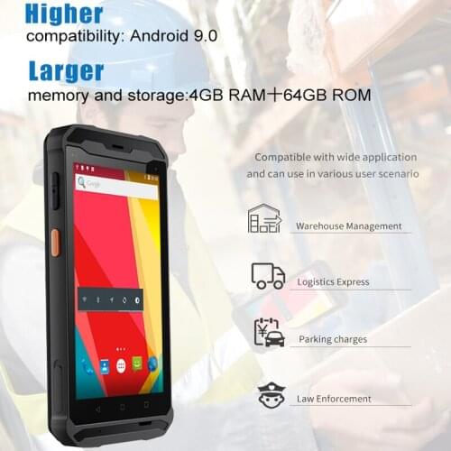 5.5 inch Android 9.0 4GB RAM 64G ROM Industrial Rugged Handheld scanner PDA with google play service