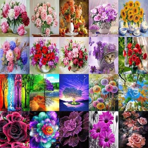 Diamonds Painting 5d Diy Full of round Diamond home embroidery art Decoration Colorful flowers Holiday gifts
