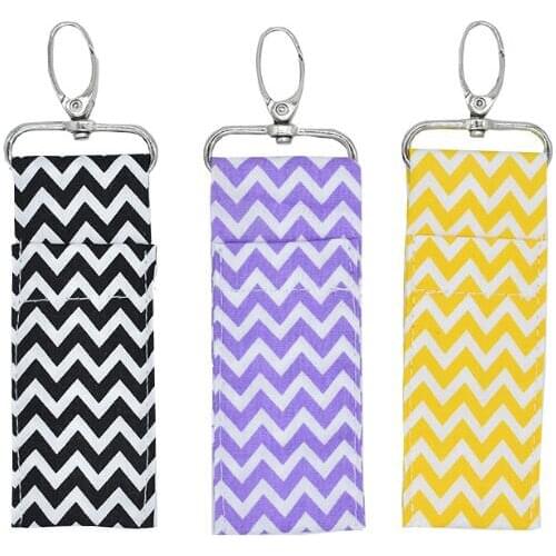 Ripple chevron Cotton Lipstick Holder Keychain Lipstick Pouch Bag Lip balm Key Chain Gift LX8808