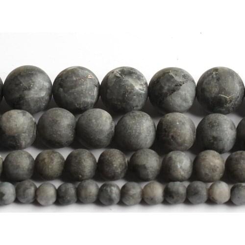 4/6/8/10mm Natural Matte Black Labradorite Stone Bead Round Beads for Accessories Jewellery Making DIY Bracelet 15'' Strand