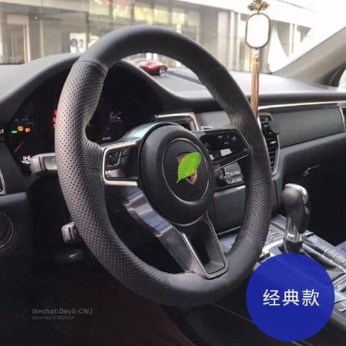 Steering Wheel Cover For Porsche Taycan Panamera Macan Cayenne 718 911 9YA 971 Black Suede Perforated Leather Car Accessories