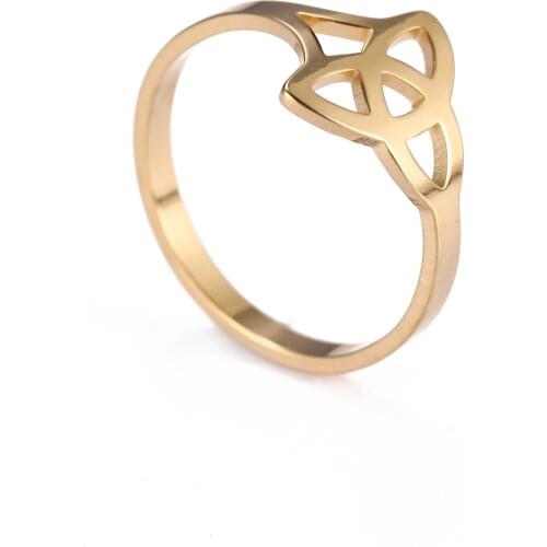 COOLTIME Viking Celtics Knot Ring Vintage Stainless Steel Pattern Hollow Blessing Rings for Women Men Wedding Engagement Gift