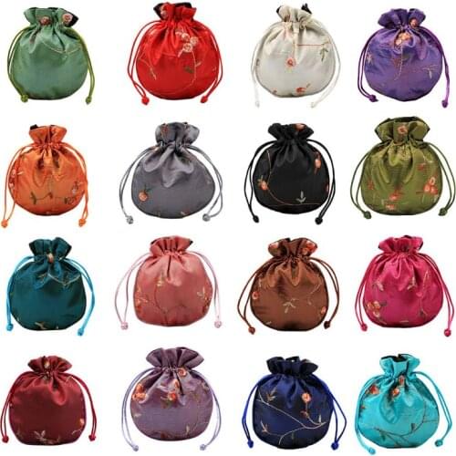 D0LF 1pc Traditional Silk Travel Pouch Classic Chinese Embroidery Jewelry Packaging Bag Organizer Handbags