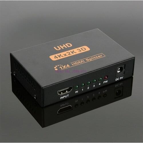 Dhl or fedex 50pcs 4K HDMI Splitter 1X2/1X4 port HDMI switch switcher Repeater Amplifier 3D UHD 1080p HDMI adapter
