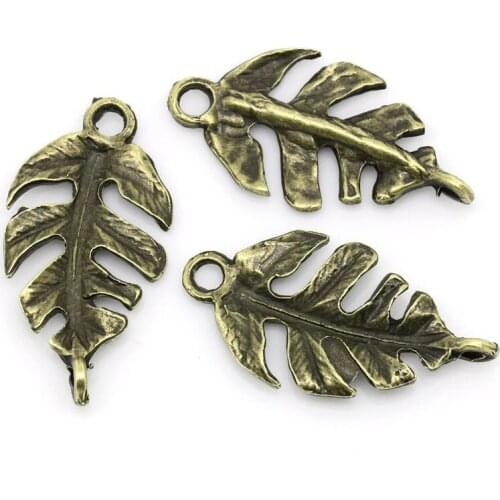 DoreenBeads Zinc metal Alloy Connectors Jewelry Findings Leaf Antique Bronze 27mm(1 1/8") x 14mm( 4/8") 8 PCs