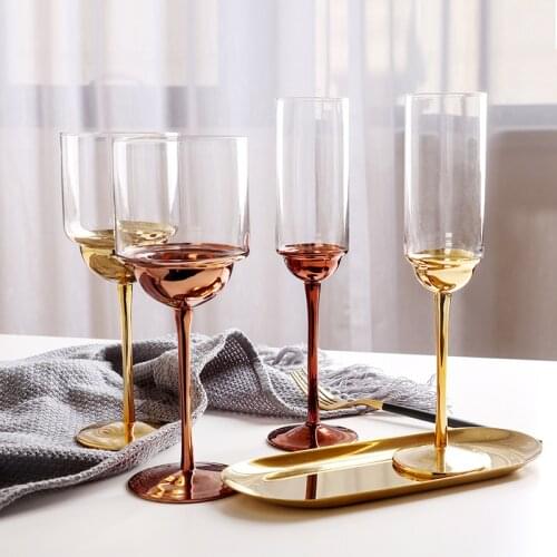Europe Plating Crystal Champagne Glasses Creative Cocktail Fashion Goblet Copas De Vino Wedding Gift Party Drinkware