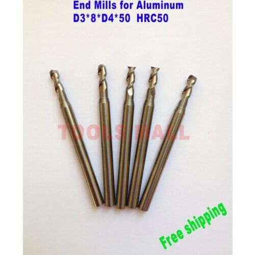Free Shipping-5pcs of 3mm 2 Flutes Aluminum Milling Cutters HRC50 Helix 45degree CNC End Mill Tools Carbide Endmill Router bits