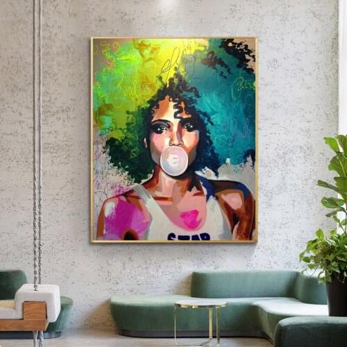 African Woman Oil Painting Graffiti Art Canvas Posters And Prints Abstract Figure Wall Art Pictures Home Decor Cuadros Frameless