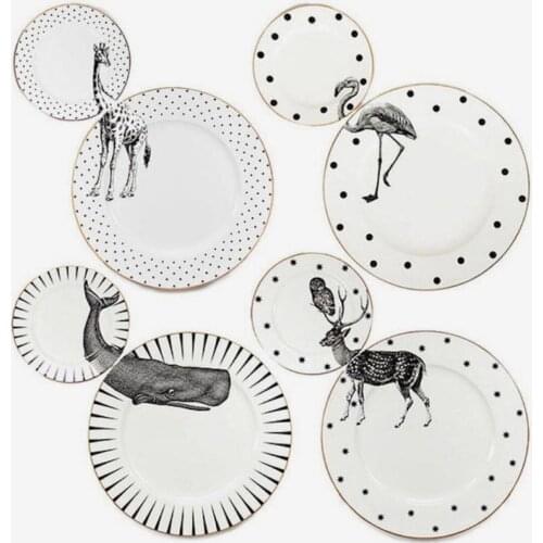 Matched Animal pattern ceramic plates dinnerware sets tableware plates dishes