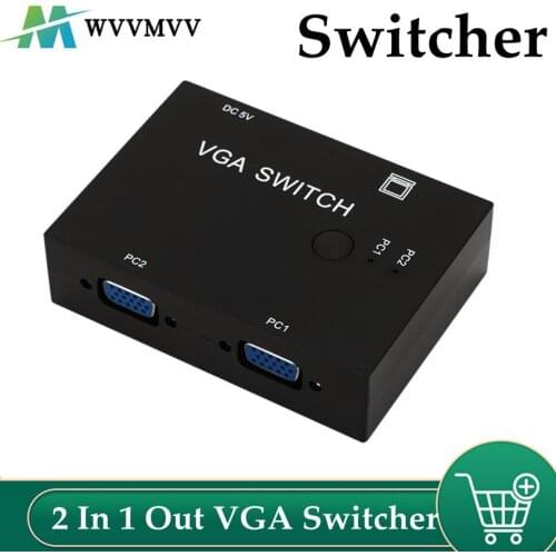 2 In 1 Out VGA Switcher 2 Port VGA Switch Box VGA for Consoles Set-top Boxes 2 Hosts Share 1 Display Notebook Projector