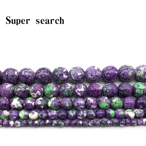 Natural White Green Violet stones Round Loose Beads 15" Strand 4 6 8 10 12MM Pick Size For Jewelry diy Bracelet Woman