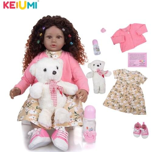Black Skin As Africa Todder Reborn Baby Dolls 60 CM Cloth Body Newborn Bebe Toys Doll Well Package Gift For Kids Birthday