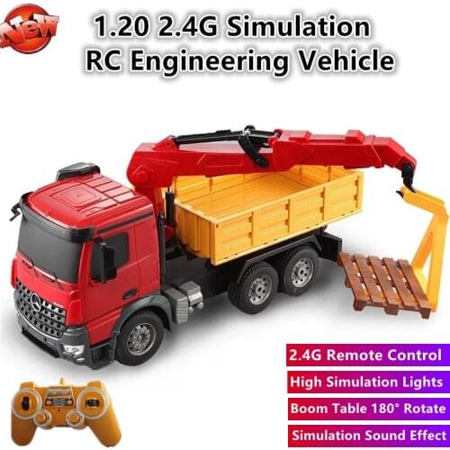 Simulation Remote Control Engineering Vehicle RC Truck 2.4G 1:20 Simulation Lifting Engineering Vehicle Big Crane Kids Toy Gift